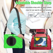 For iPad 10.2 2021 / 2020 / 2019 Silicone + PC Protective Case with Holder & Shoulder Strap(Green)