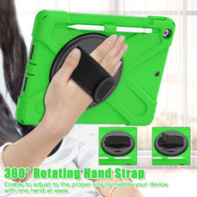 For iPad 10.2 2021 / 2020 / 2019 Silicone + PC Protective Case with Holder & Shoulder Strap(Green)