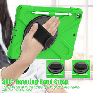 For iPad 10.2 2021 / 2020 / 2019 Silicone + PC Protective Case with Holder & Shoulder Strap(Green)