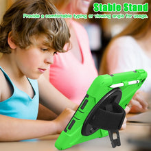 For iPad 10.2 2021 / 2020 / 2019 Silicone + PC Protective Case with Holder & Shoulder Strap(Green)
