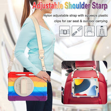 For iPad 10.2 2021 / 2020 / 2019 Silicone + PC Protective Case with Holder & Shoulder Strap(Colorful Red)