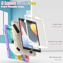 For iPad 10.2 2021 / 2020 / 2019 Silicone + PC Protective Case with Holder & Shoulder Strap(Colorful Pink)