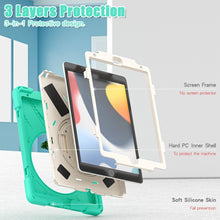 For iPad 10.2 2021 / 2020 / 2019 Silicone + PC Protective Case with Holder & Shoulder Strap(Mint Green)