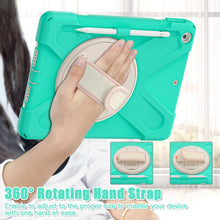 For iPad 10.2 2021 / 2020 / 2019 Silicone + PC Protective Case with Holder & Shoulder Strap(Mint Green)