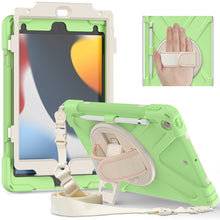 For iPad 10.2 2021 / 2020 / 2019 Silicone + PC Protective Case with Holder & Shoulder Strap(Matcha Green)