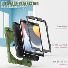 For iPad 10.2 2021 / 2020 / 2019 Silicone + PC Protective Case with Holder & Shoulder Strap(Camouflage)