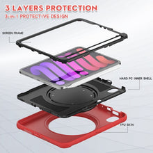 For iPad mini 6 Shockproof TPU + PC Protective Tablet Case with 360 Degree Rotation Foldable Handle Grip Holder & Pen Slot(Red)