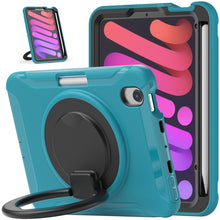 For iPad mini 6 Shockproof TPU + PC Protective Tablet Case with 360 Degree Rotation Foldable Handle Grip Holder & Pen Slot(Blue)