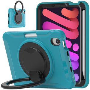 For iPad mini 6 Shockproof TPU + PC Protective Tablet Case with 360 Degree Rotation Foldable Handle Grip Holder & Pen Slot(Blue)