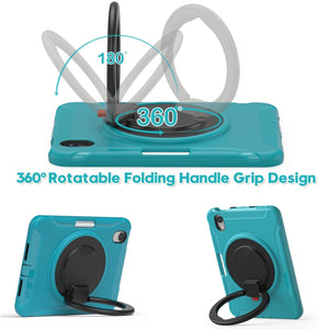 For iPad mini 6 Shockproof TPU + PC Protective Tablet Case with 360 Degree Rotation Foldable Handle Grip Holder & Pen Slot(Blue)