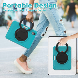 For iPad mini 6 Shockproof TPU + PC Protective Tablet Case with 360 Degree Rotation Foldable Handle Grip Holder & Pen Slot(Blue)