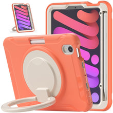 For iPad mini 6 Shockproof TPU + PC Protective Tablet Case with 360 Degree Rotation Foldable Handle Grip Holder & Pen Slot(Living Coral)