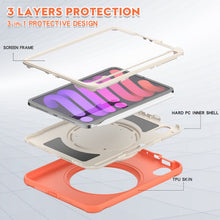For iPad mini 6 Shockproof TPU + PC Protective Tablet Case with 360 Degree Rotation Foldable Handle Grip Holder & Pen Slot(Living Coral)
