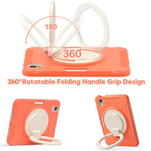 For iPad mini 6 Shockproof TPU + PC Protective Tablet Case with 360 Degree Rotation Foldable Handle Grip Holder & Pen Slot(Living Coral)