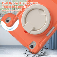 For iPad mini 6 Shockproof TPU + PC Protective Tablet Case with 360 Degree Rotation Foldable Handle Grip Holder & Pen Slot(Living Coral)