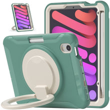 For iPad mini 6 Shockproof TPU + PC Protective Tablet Case with 360 Degree Rotation Foldable Handle Grip Holder & Pen Slot(Emmerald Green)