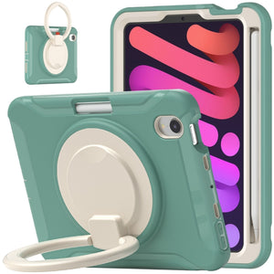 For iPad mini 6 Shockproof TPU + PC Protective Tablet Case with 360 Degree Rotation Foldable Handle Grip Holder & Pen Slot(Emmerald Green)