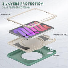 For iPad mini 6 Shockproof TPU + PC Protective Tablet Case with 360 Degree Rotation Foldable Handle Grip Holder & Pen Slot(Emmerald Green)