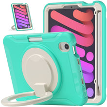 For iPad mini 6 Shockproof TPU + PC Protective Tablet Case with 360 Degree Rotation Foldable Handle Grip Holder & Pen Slot(Mint Green)