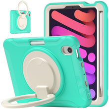 For iPad mini 6 Shockproof TPU + PC Protective Tablet Case with 360 Degree Rotation Foldable Handle Grip Holder & Pen Slot(Mint Green)