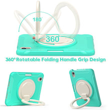 For iPad mini 6 Shockproof TPU + PC Protective Tablet Case with 360 Degree Rotation Foldable Handle Grip Holder & Pen Slot(Mint Green)