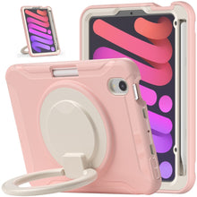 For iPad mini 6 Shockproof TPU + PC Protective Tablet Case with 360 Degree Rotation Foldable Handle Grip Holder & Pen Slot(Cherry Blossoms Pink)