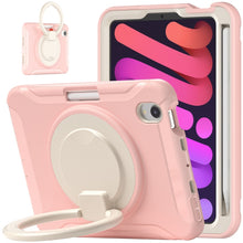 For iPad mini 6 Shockproof TPU + PC Protective Tablet Case with 360 Degree Rotation Foldable Handle Grip Holder & Pen Slot(Cherry Blossoms Pink)