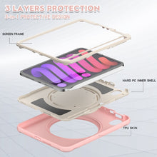For iPad mini 6 Shockproof TPU + PC Protective Tablet Case with 360 Degree Rotation Foldable Handle Grip Holder & Pen Slot(Cherry Blossoms Pink)