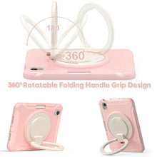 For iPad mini 6 Shockproof TPU + PC Protective Tablet Case with 360 Degree Rotation Foldable Handle Grip Holder & Pen Slot(Cherry Blossoms Pink)