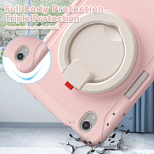 For iPad mini 6 Shockproof TPU + PC Protective Tablet Case with 360 Degree Rotation Foldable Handle Grip Holder & Pen Slot(Cherry Blossoms Pink)