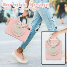 For iPad mini 6 Shockproof TPU + PC Protective Tablet Case with 360 Degree Rotation Foldable Handle Grip Holder & Pen Slot(Cherry Blossoms Pink)