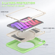 For iPad mini 6 Shockproof TPU + PC Protective Tablet Case with 360 Degree Rotation Foldable Handle Grip Holder & Pen Slot(Matcha Green)