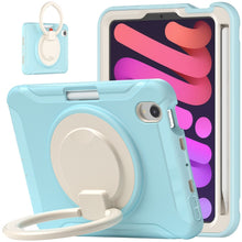 For iPad mini 6 Shockproof TPU + PC Protective Tablet Case with 360 Degree Rotation Foldable Handle Grip Holder & Pen Slot(Ice Crystal Blue)