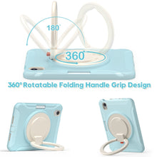 For iPad mini 6 Shockproof TPU + PC Protective Tablet Case with 360 Degree Rotation Foldable Handle Grip Holder & Pen Slot(Ice Crystal Blue)