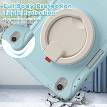 For iPad mini 6 Shockproof TPU + PC Protective Tablet Case with 360 Degree Rotation Foldable Handle Grip Holder & Pen Slot(Ice Crystal Blue)