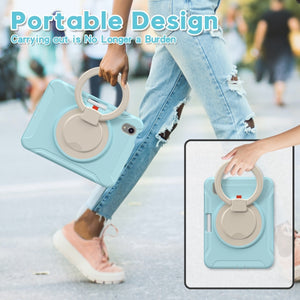 For iPad mini 6 Shockproof TPU + PC Protective Tablet Case with 360 Degree Rotation Foldable Handle Grip Holder & Pen Slot(Ice Crystal Blue)