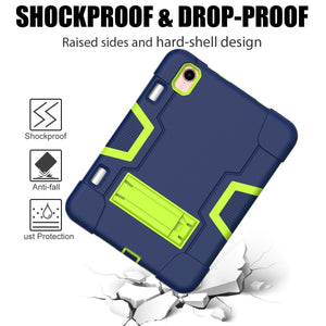 For iPad mini 6 Contrast Color Robot Shockproof Silicone + PC Protective Tablet Case with Holder & Pen Slot(Navy Blue Mint Green)