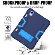 For iPad mini 6 Contrast Color Robot Shockproof Silicone + PC Protective Tablet Case with Holder & Pen Slot(Navy Blue)