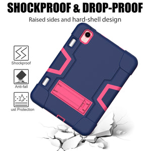 For iPad mini 6 Contrast Color Robot Shockproof Silicone + PC Protective Tablet Case with Holder & Pen Slot(Navy Blue Rose Red)