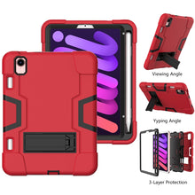 For iPad mini 6 Contrast Color Robot Shockproof Silicone + PC Protective Tablet Case with Holder & Pen Slot(Red Black)