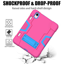 For iPad mini 6 Contrast Color Robot Shockproof Silicone + PC Protective Tablet Case with Holder & Pen Slot(Rose Red Blue)