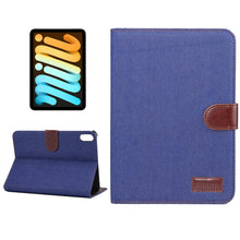 For iPad mini 6 Denim Texture PC Horizontal Flip Leather Protective Tablet Case, with Holder & Card Slots & Wallet & Photo Frame & Sleep / Wake-up Function(Dark Blue)