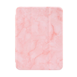 For iPad mini 6 Marble Texture Pattern Horizontal Flip Leather Tablet Case with Three-folding Holder & Pen Slot & Sleep / Wake-up Function(Pink)