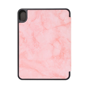 For iPad mini 6 Marble Texture Pattern Horizontal Flip Leather Tablet Case with Three-folding Holder & Pen Slot & Sleep / Wake-up Function(Pink)