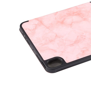 For iPad mini 6 Marble Texture Pattern Horizontal Flip Leather Tablet Case with Three-folding Holder & Pen Slot & Sleep / Wake-up Function(Pink)