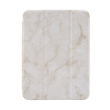 For iPad mini 6 Marble Texture Pattern Horizontal Flip Leather Tablet Case with Three-folding Holder & Pen Slot & Sleep / Wake-up Function(Grey)