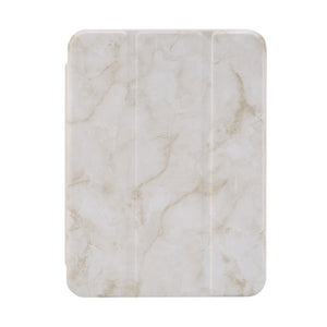 For iPad mini 6 Marble Texture Pattern Horizontal Flip Leather Tablet Case with Three-folding Holder & Pen Slot & Sleep / Wake-up Function(Grey)