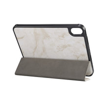 For iPad mini 6 Marble Texture Pattern Horizontal Flip Leather Tablet Case with Three-folding Holder & Pen Slot & Sleep / Wake-up Function(Grey)