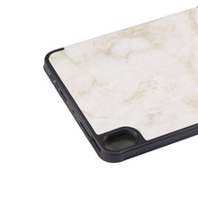 For iPad mini 6 Marble Texture Pattern Horizontal Flip Leather Tablet Case with Three-folding Holder & Pen Slot & Sleep / Wake-up Function(Grey)