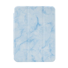 For iPad mini 6 Marble Texture Pattern Horizontal Flip Leather Tablet Case with Three-folding Holder & Pen Slot & Sleep / Wake-up Function(Blue)